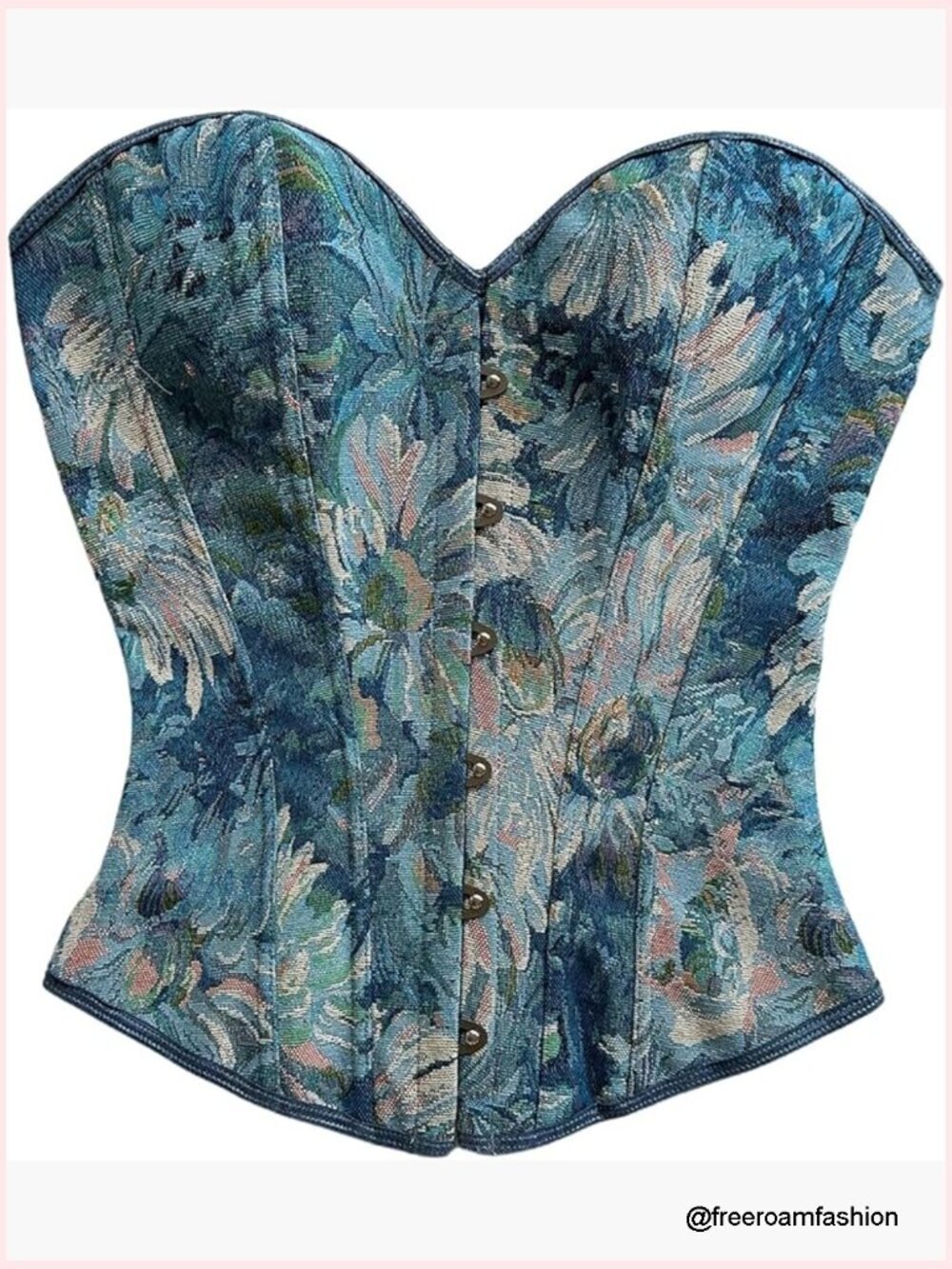 Strapless Lace Up Corset Bustier Top Floral Tube Top